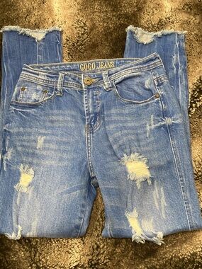 COCO Women's Distressed Blue Denim Jeans